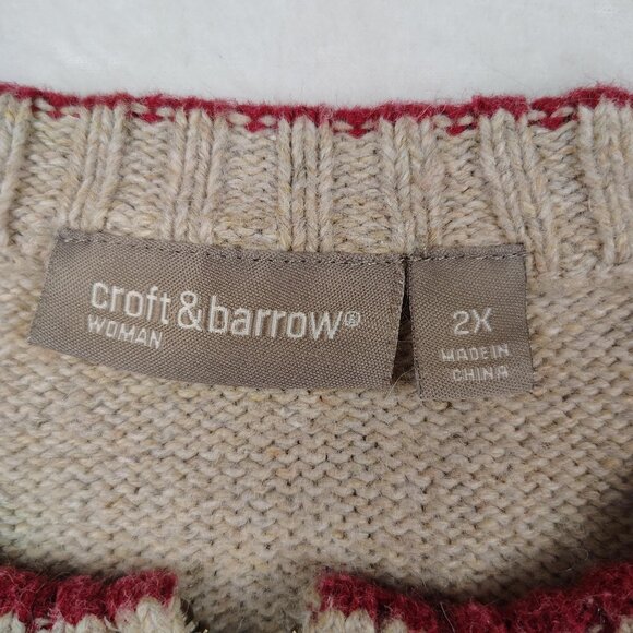 VTG Croft & Barrow Sweater Womens 2X Wool Blend Christmas Ice Skates - Picture 3 of 9